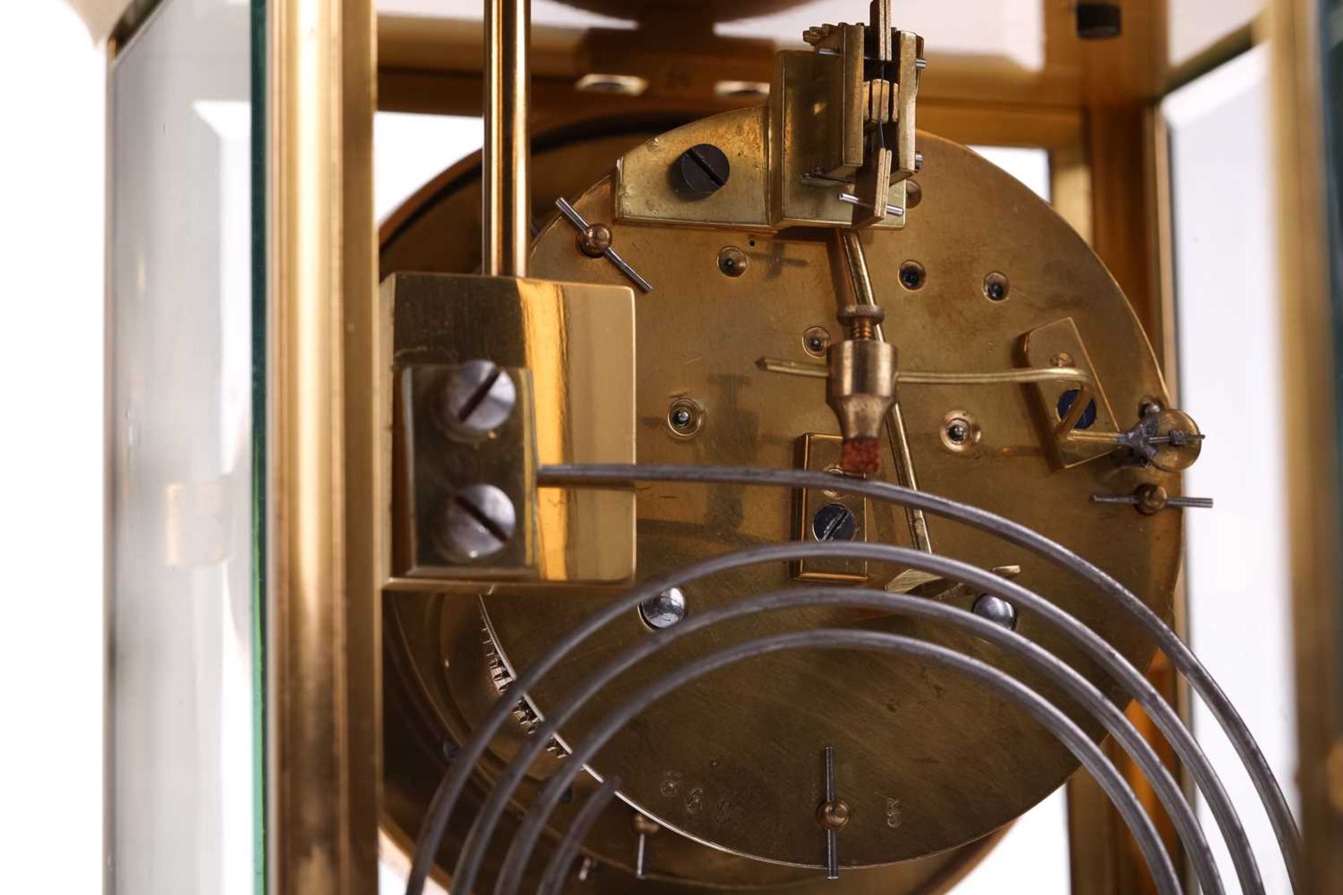 An early 20th-century French "four-glass" mantle clock in a simple gilt brass ogee case, the 8-day - Image 9 of 15