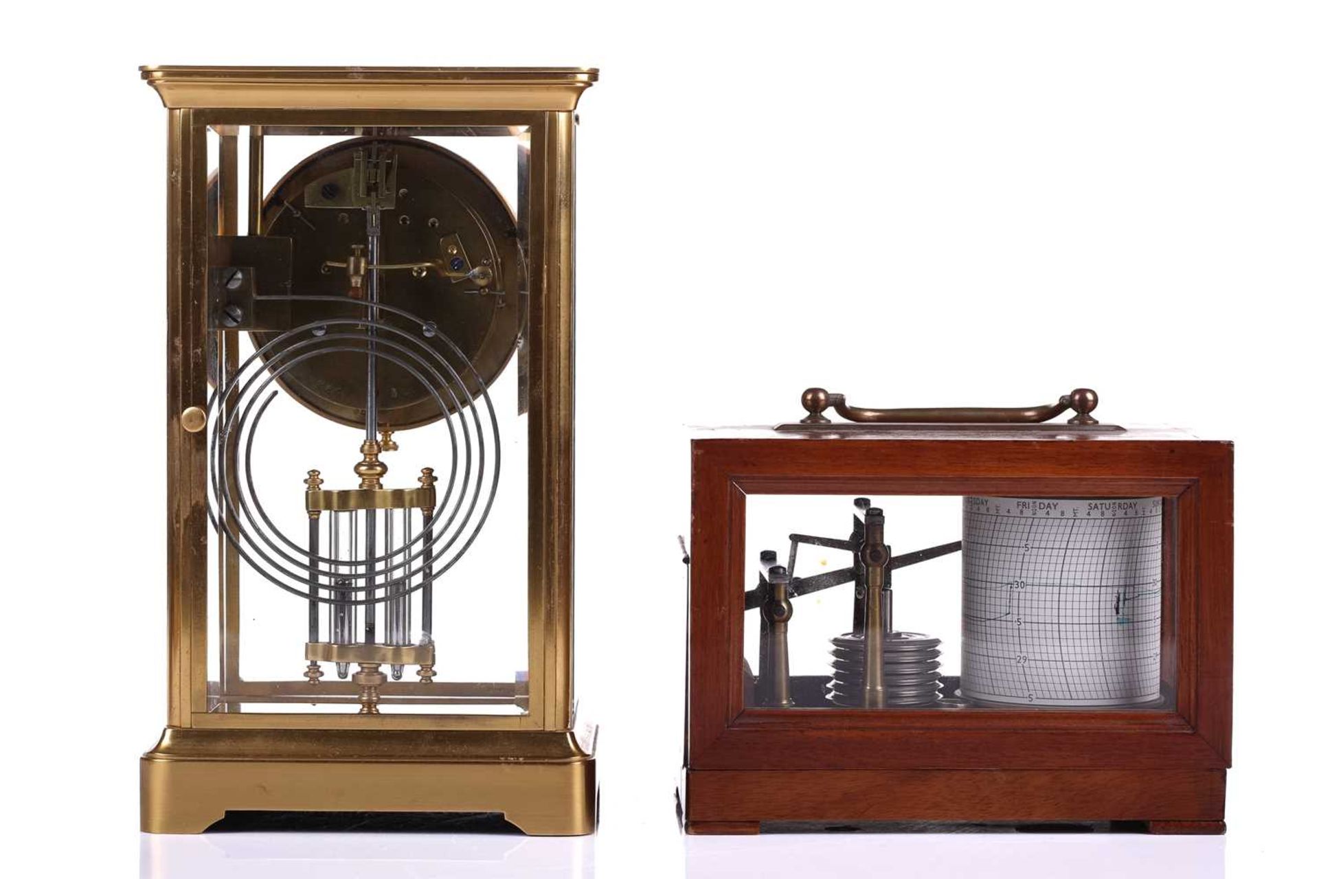 An early 20th-century French "four-glass" mantle clock in a simple gilt brass ogee case, the 8-day - Image 4 of 15