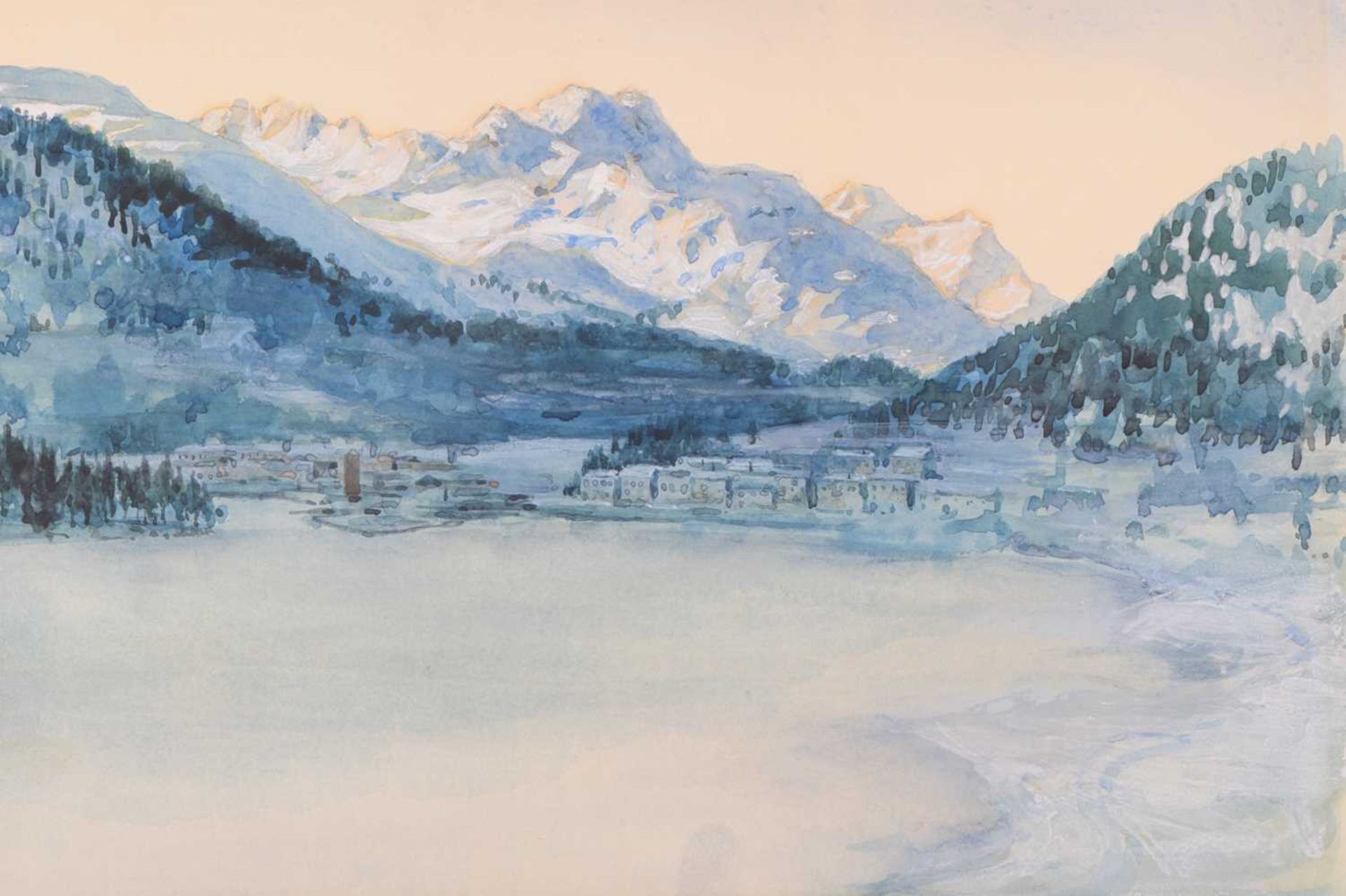 Hercules Brabazon Brabazon (1821 - 1906) French, St Moritz at Dawn, watercolour and white on - Image 3 of 8