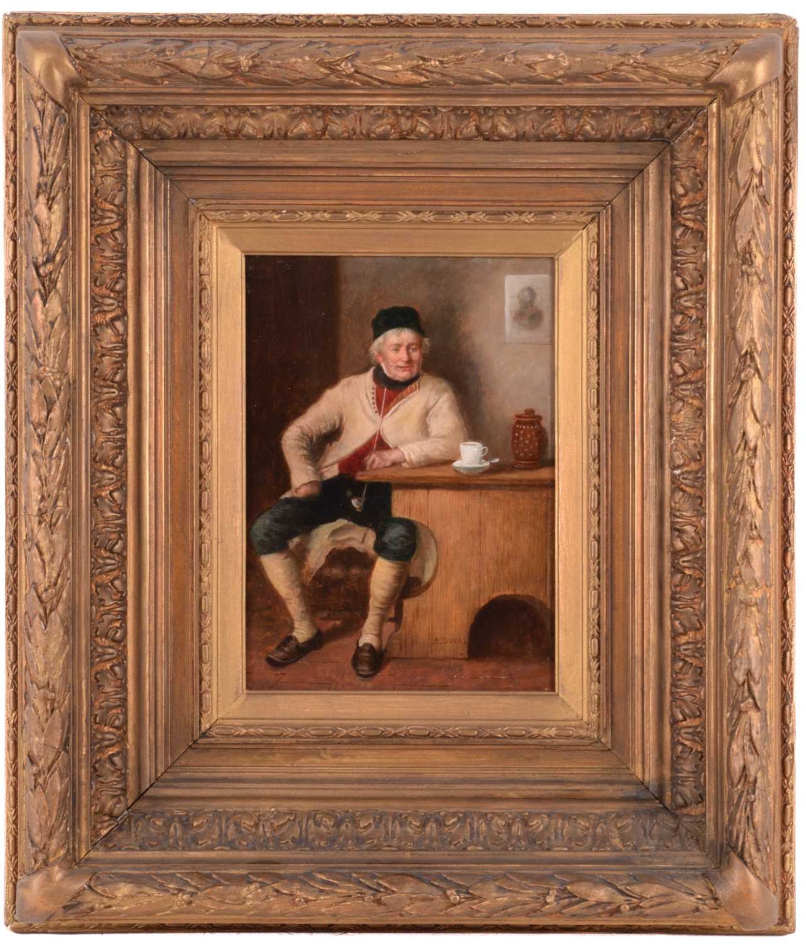 Alix Duval (1848-?), Seated man with a pipe in an interior, signed, oil on panel, 21.5 x 15 cm, - Image 2 of 8