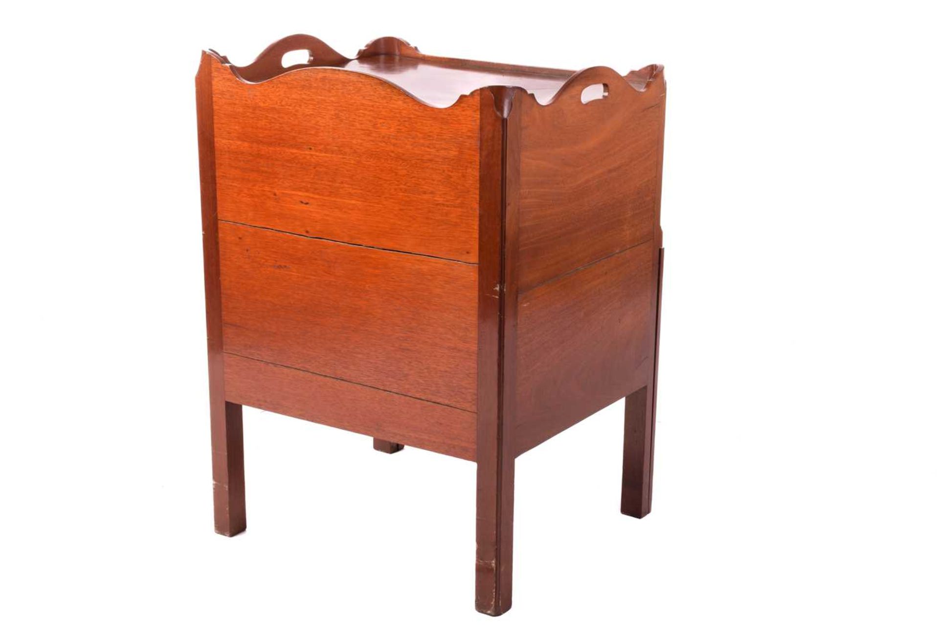 A George III mahogany tray-topped night cupboard with a single drawer and sliding lower section, - Image 4 of 7