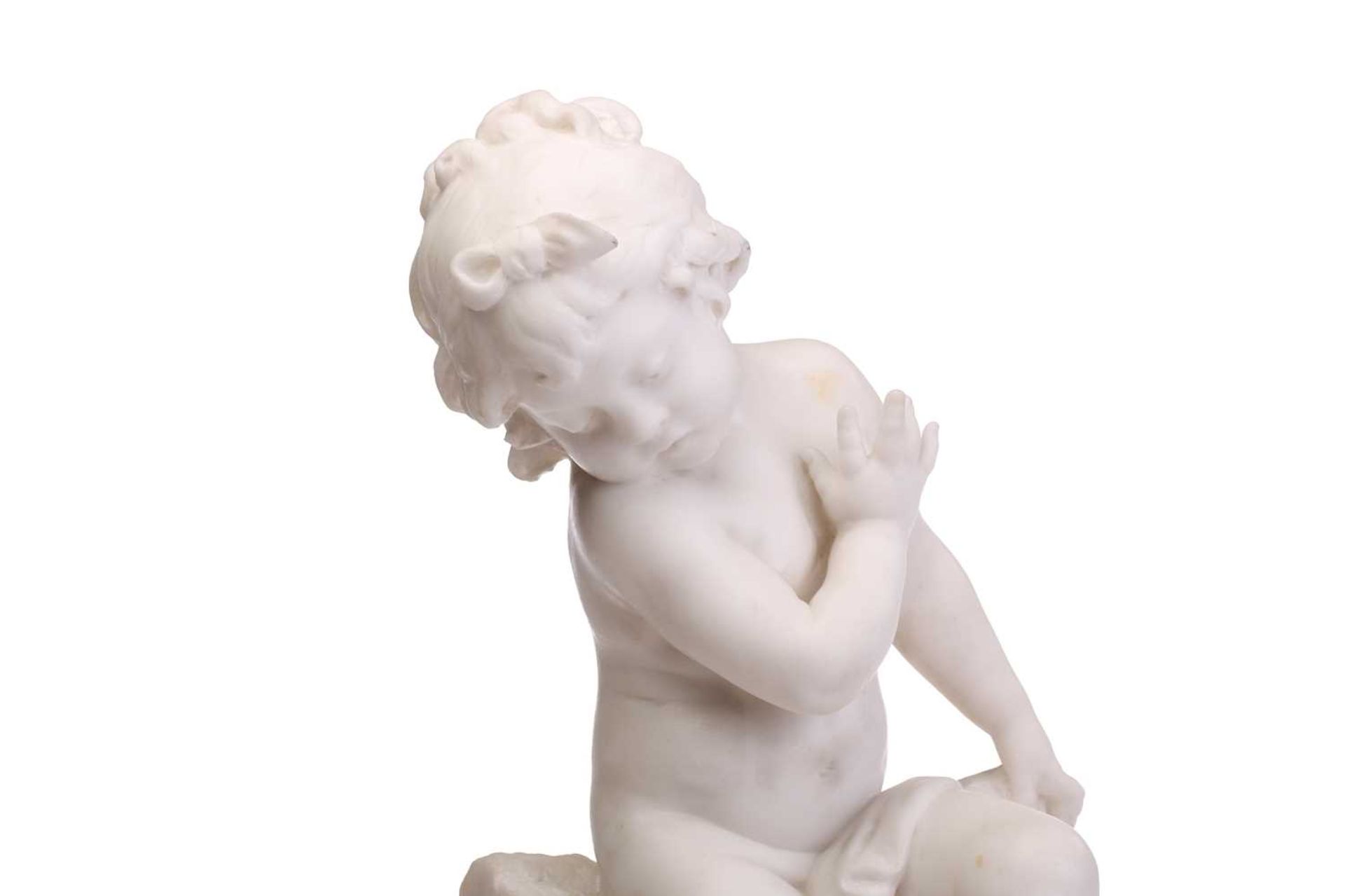 Louis Auguste Moreau (French, 1834-1917); a large carved white marble figure of a 'cherubic' - Image 9 of 9