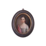 18th-century school, an oval portrait miniature of a lady, oil on copper, the sitter named verso