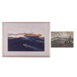 Vicente Santaolaria (1886 - 1967) Spain, The sinking of the Lusitania, studio stamp, pastel and