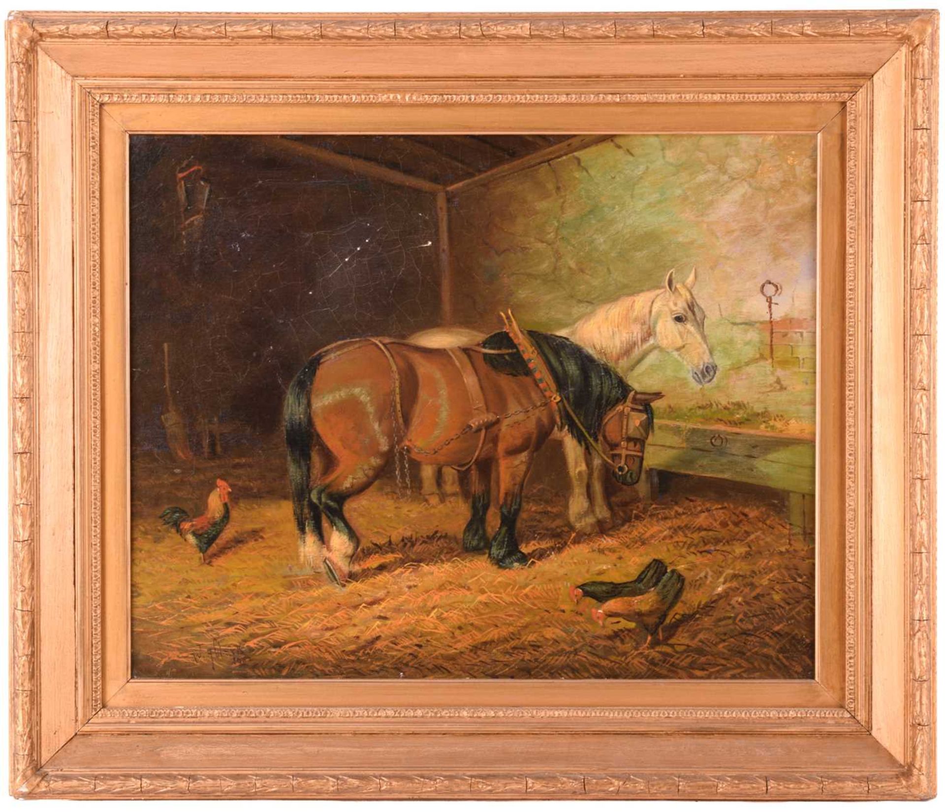 William Albert Clark (1880-1963), A study of two ponies in a stable, signed and dated 1907, oil on - Image 2 of 14