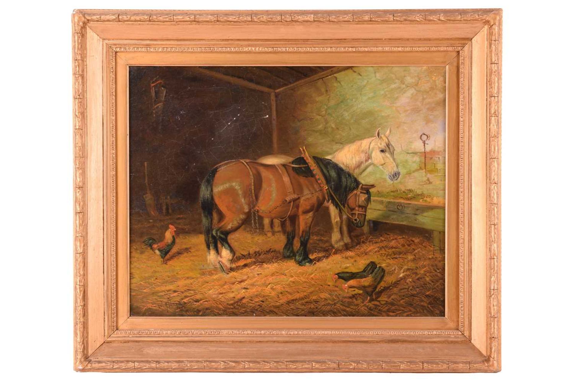 William Albert Clark (1880-1963), A study of two ponies in a stable, signed and dated 1907, oil on