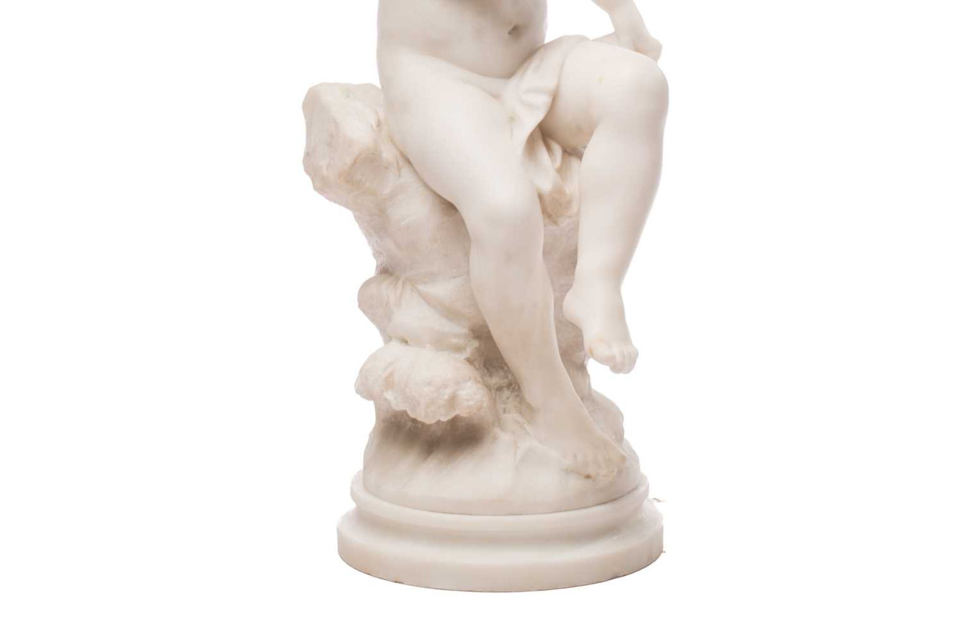 Louis Auguste Moreau (French, 1834-1917); a large carved white marble figure of a 'cherubic' - Image 6 of 9