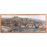 Robert William Hill (1932 - 1990), Panorama of Whitby and the Abbey, signed, oil on board, 75 x