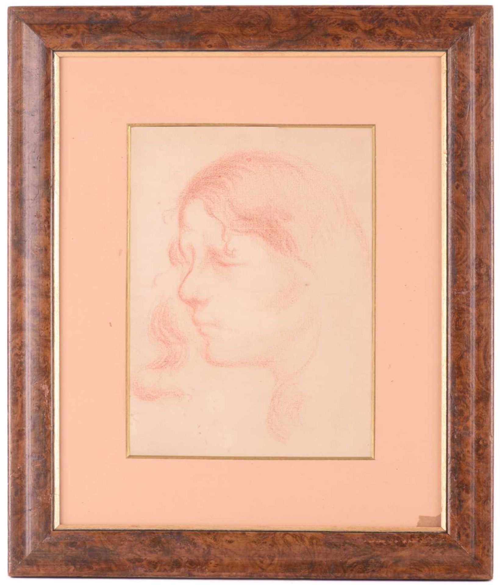 Eugene Carriere (1849 - 1906), Study of a girl, red chalk on laid paper, ink stamp verso, 28.5 x