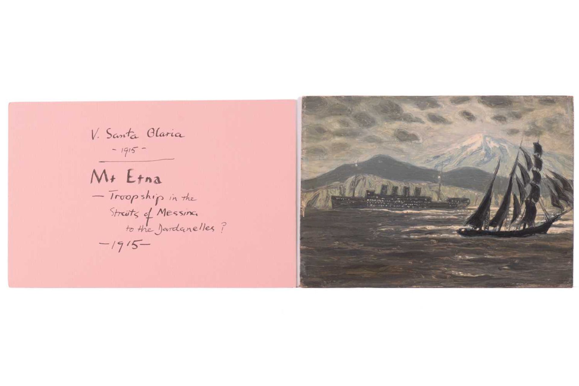 Vicente Santaolaria (1886 - 1967) Spain, The sinking of the Lusitania, studio stamp, pastel and - Image 9 of 17