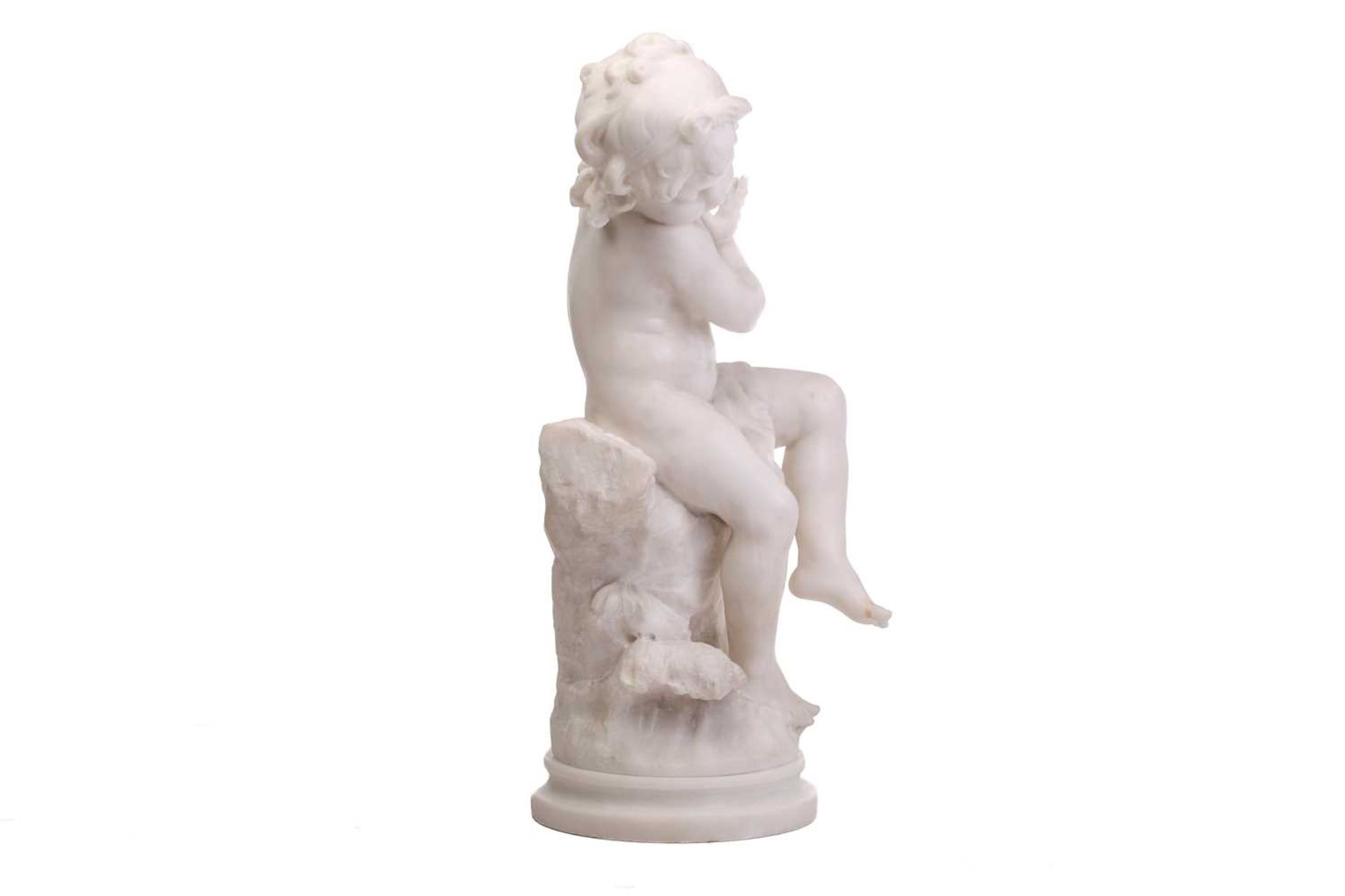 Louis Auguste Moreau (French, 1834-1917); a large carved white marble figure of a 'cherubic' - Image 8 of 9