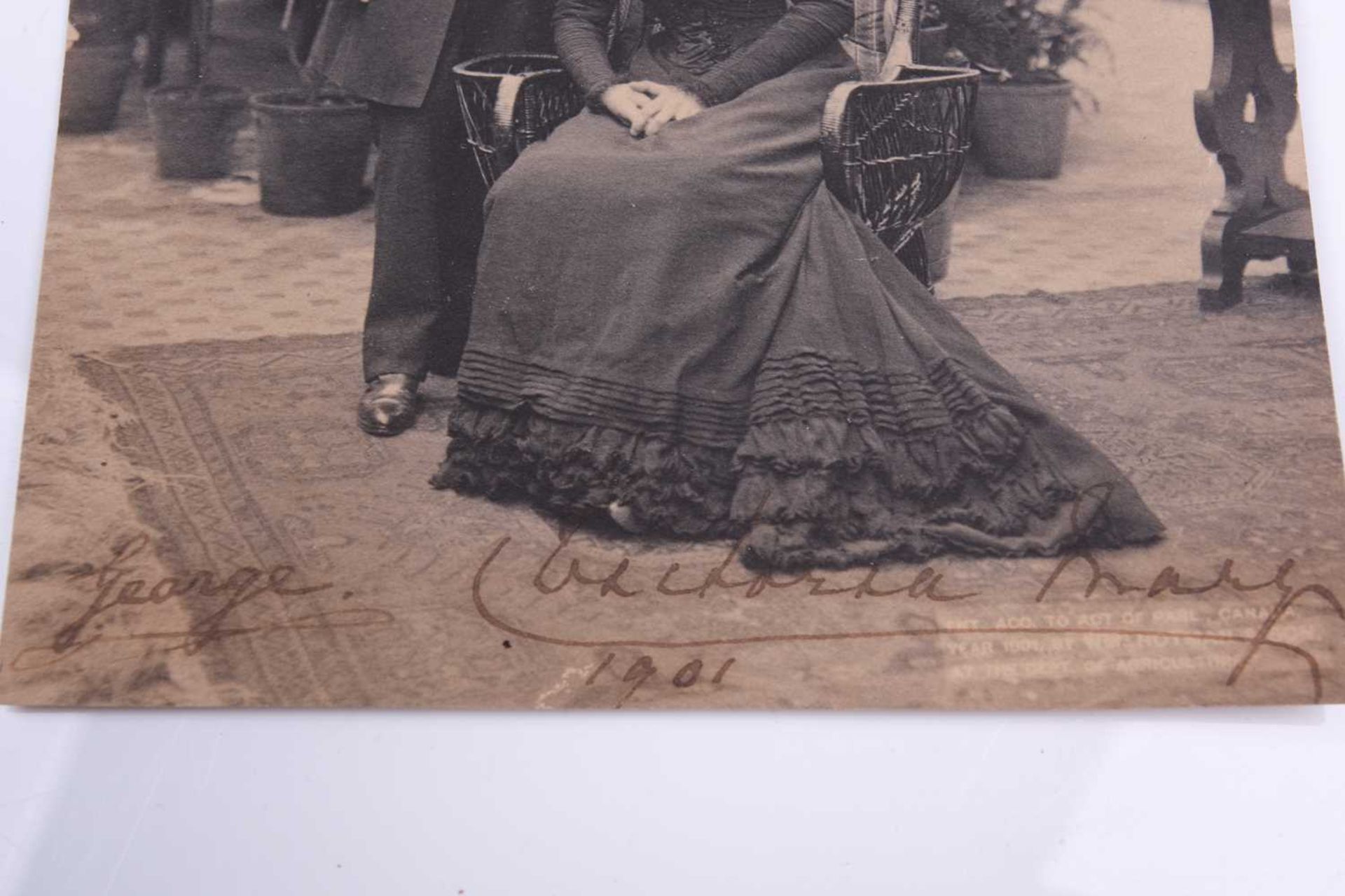 George V and Mary of Teck (later Queen Mary), a black and white photograph, signed by both and dated - Image 2 of 4