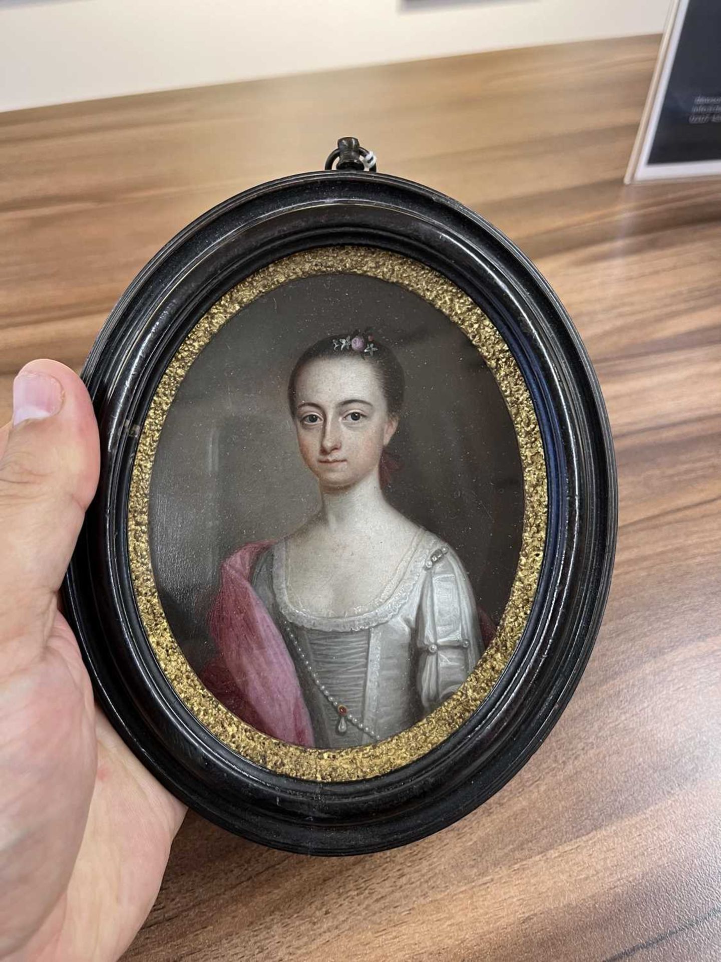 18th-century school, an oval portrait miniature of a lady, oil on copper, the sitter named verso - Image 7 of 14