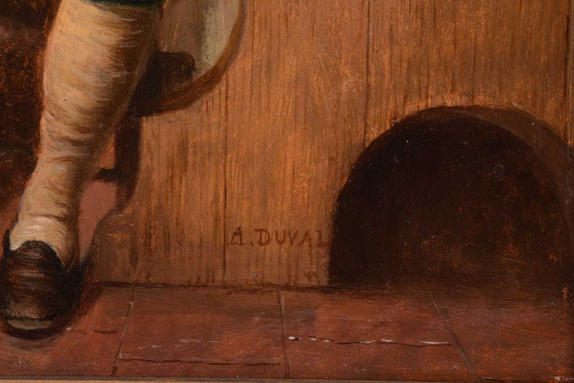 Alix Duval (1848-?), Seated man with a pipe in an interior, signed, oil on panel, 21.5 x 15 cm, - Image 7 of 8