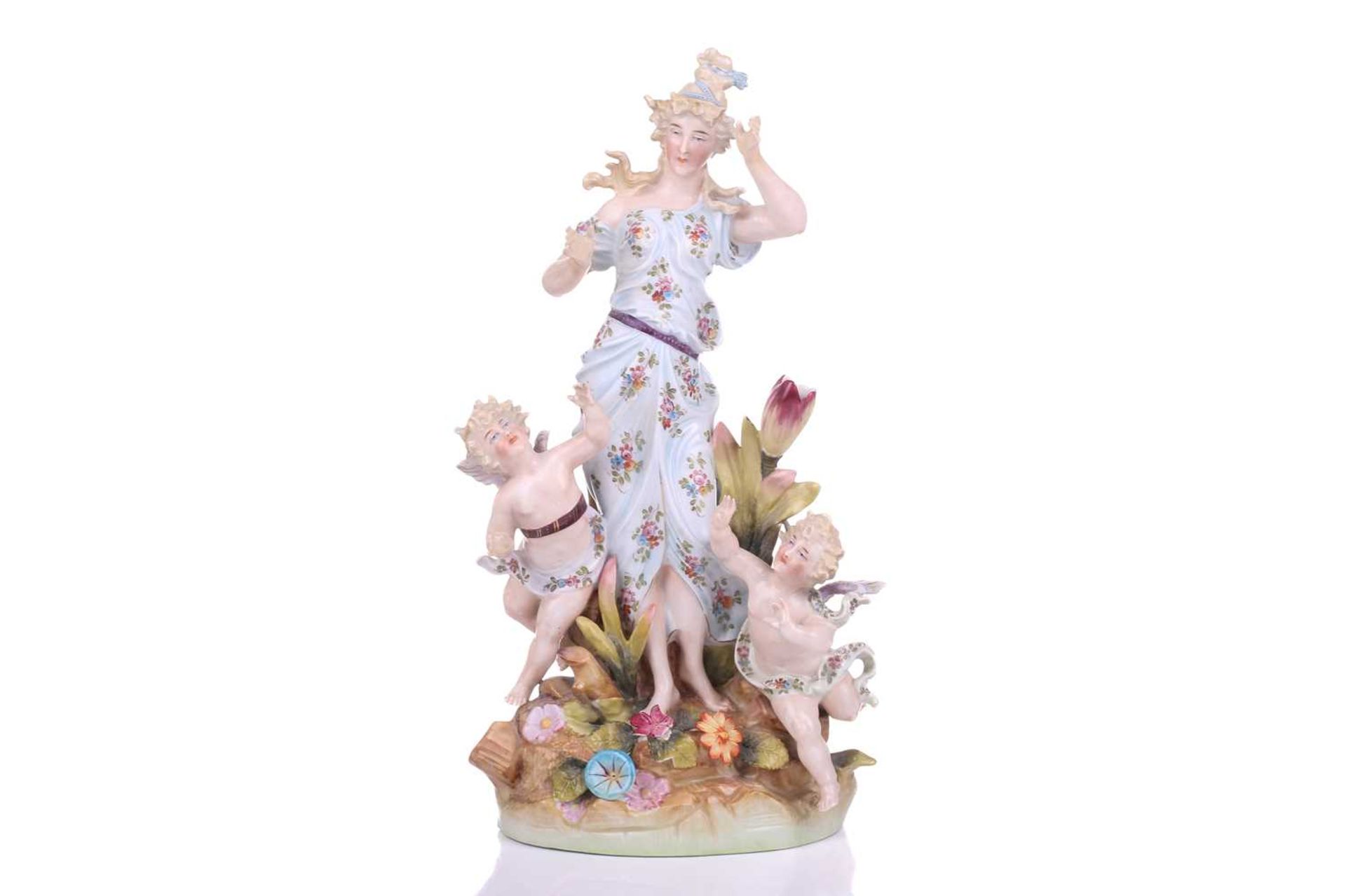 A late 19th-century German Porcelain figural 8-day mantel clock with cherubic and muse surmount - Image 2 of 19