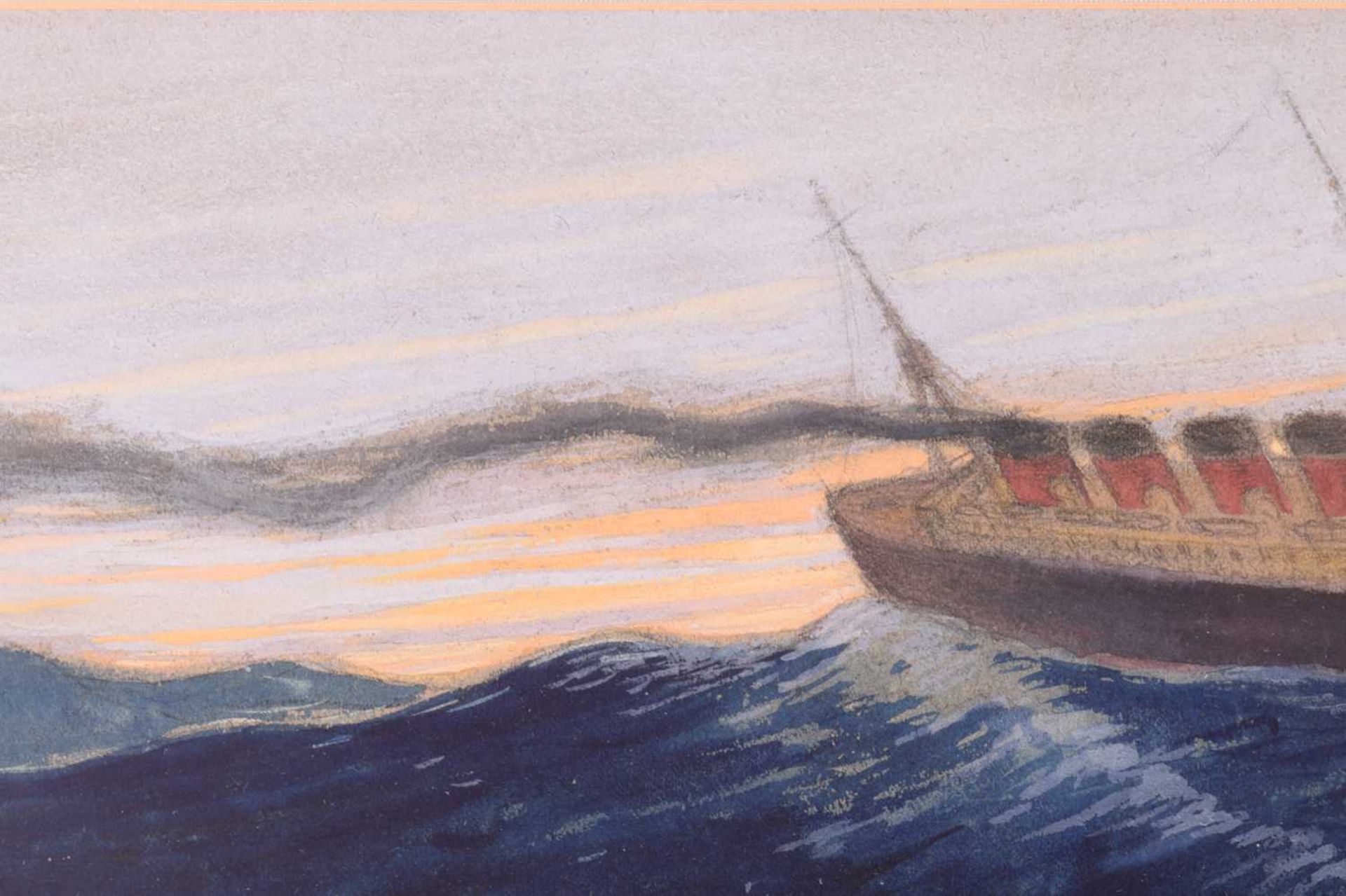 Vicente Santaolaria (1886 - 1967) Spain, The sinking of the Lusitania, studio stamp, pastel and - Image 16 of 17