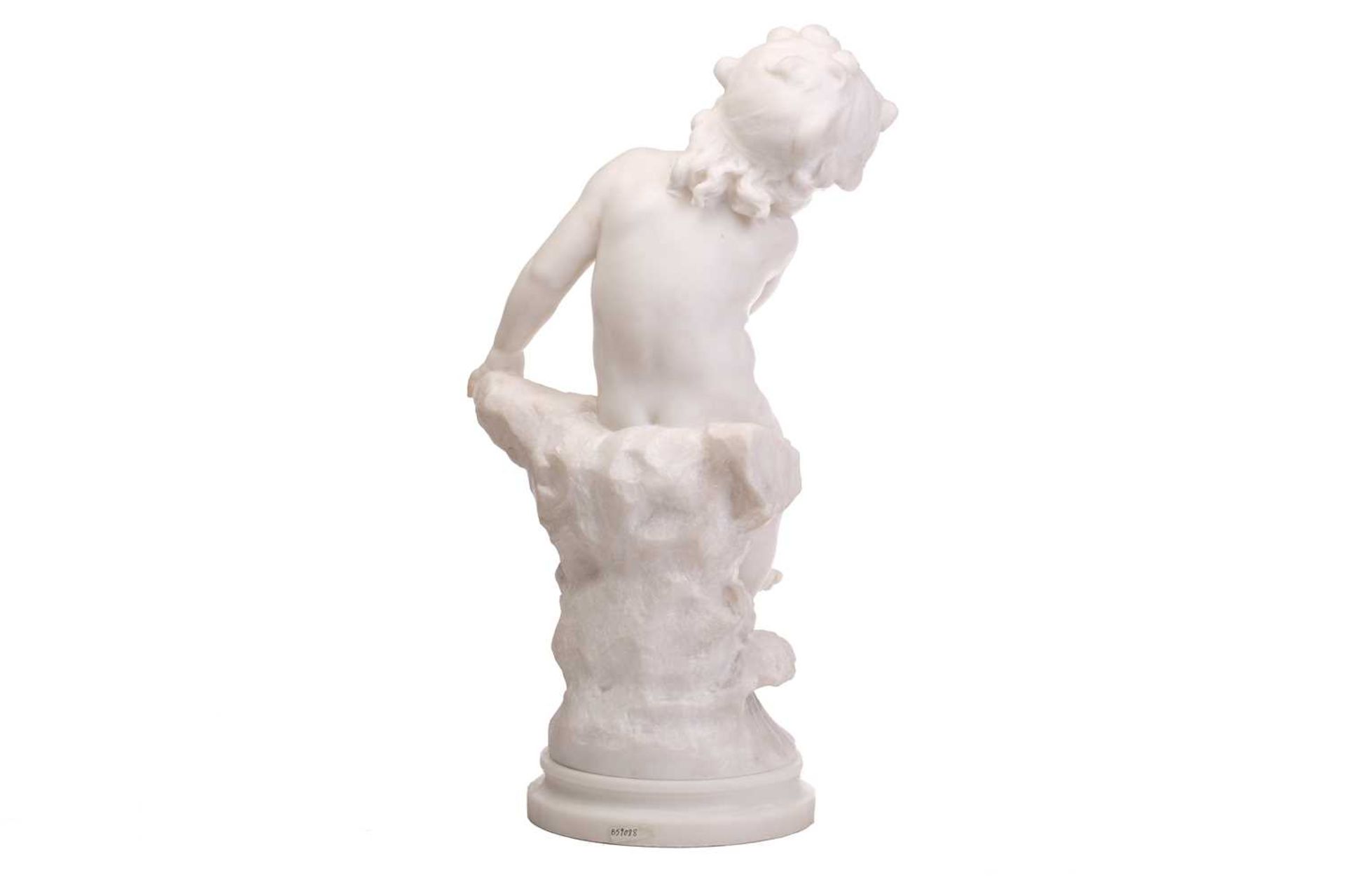 Louis Auguste Moreau (French, 1834-1917); a large carved white marble figure of a 'cherubic' - Image 5 of 9