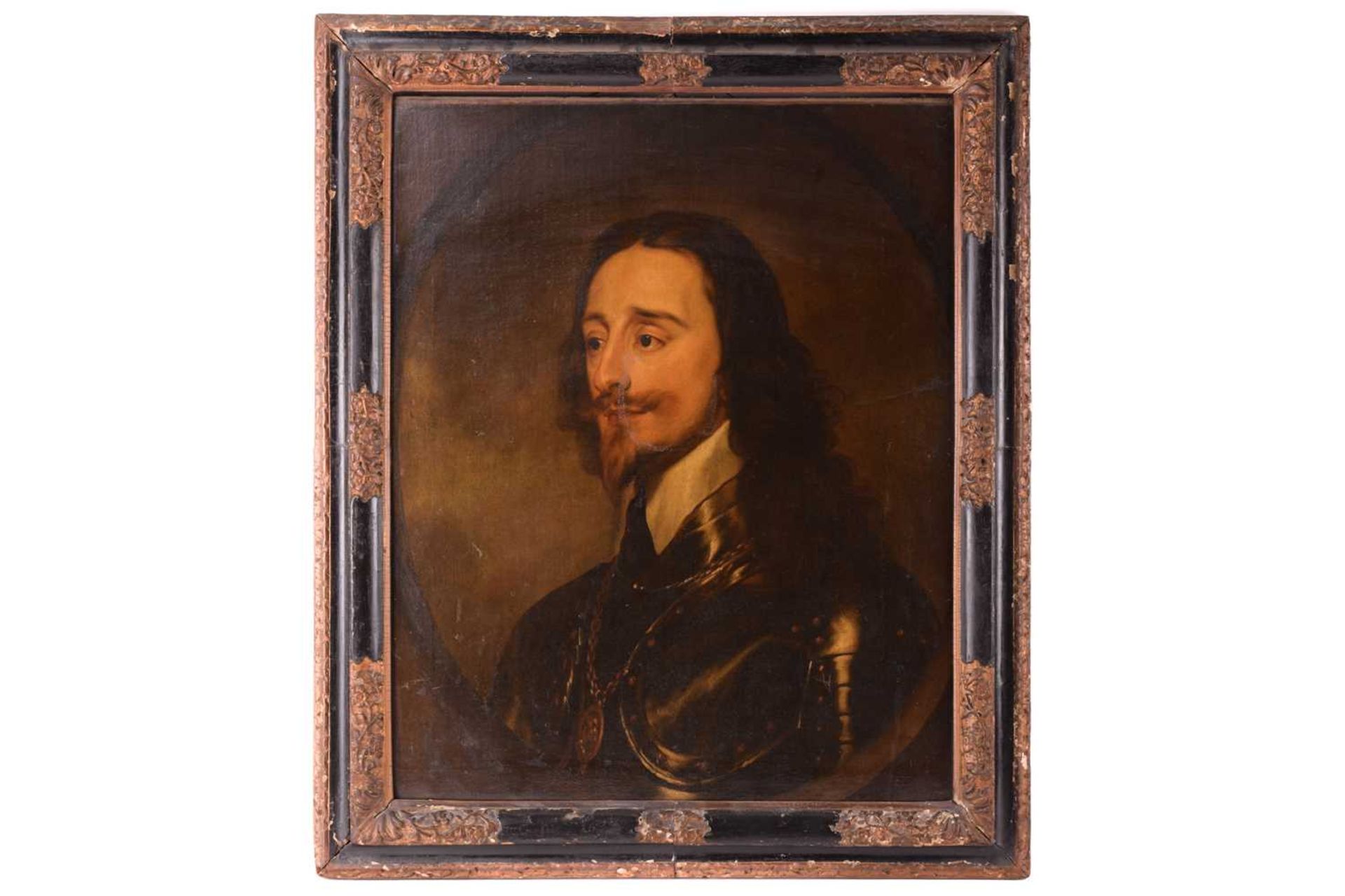 After Sir Anthony van Dyck, bust-length portrait of King Charles I, oil on canvas, 68 x 56 cm, in an