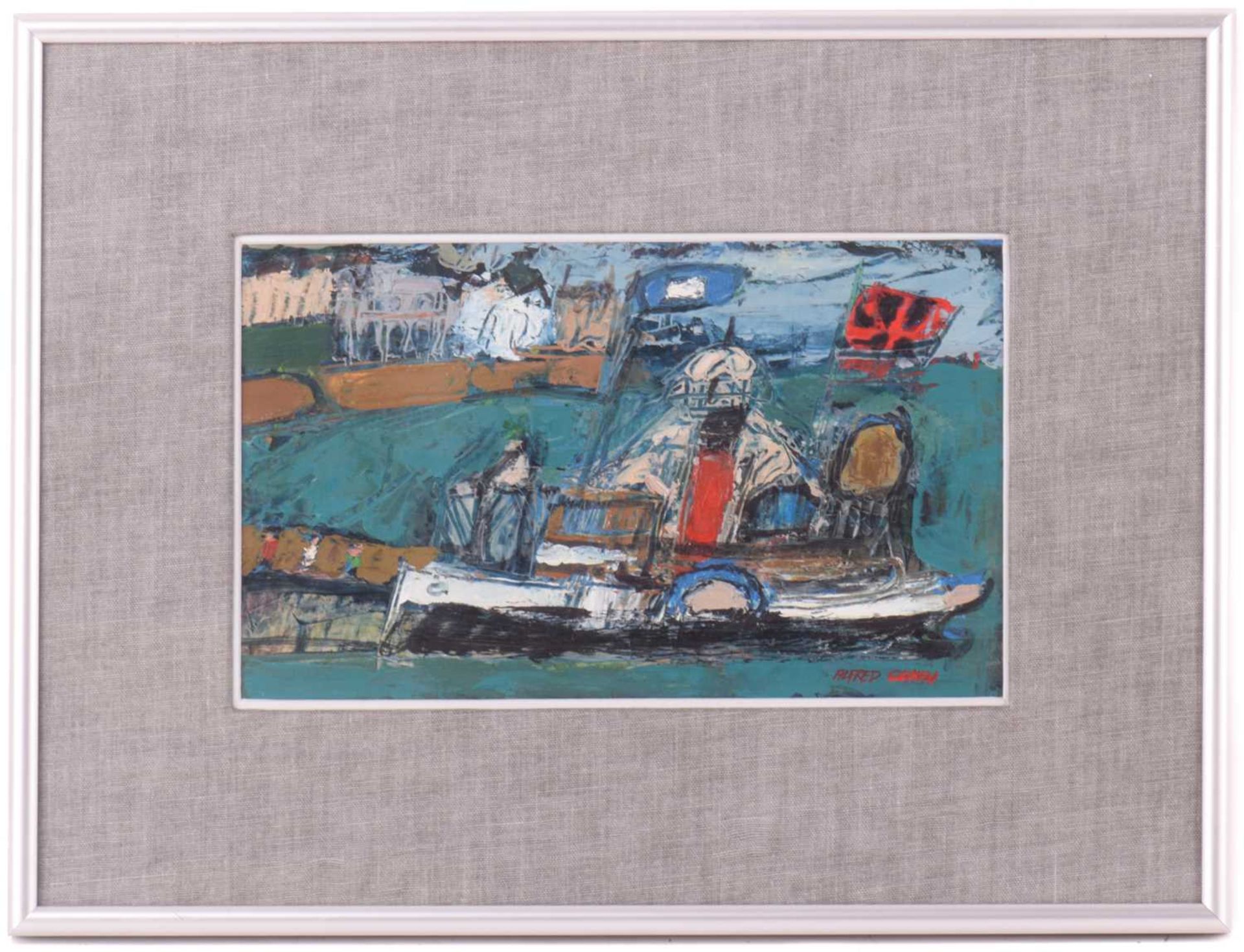 Alfred Cohen (1920 - 2001), Ryde Pier (1967), signed, labelled verso - 'For Brian to celebrate - Image 2 of 8