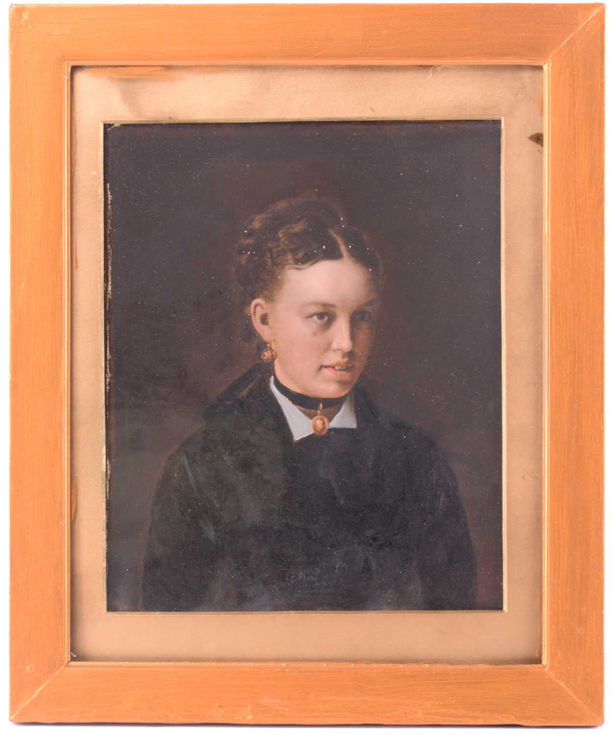 19th century British School, Portrait of a young widow, unsigned, oil on board, 32 x 27.5 cm, framed - Image 2 of 7