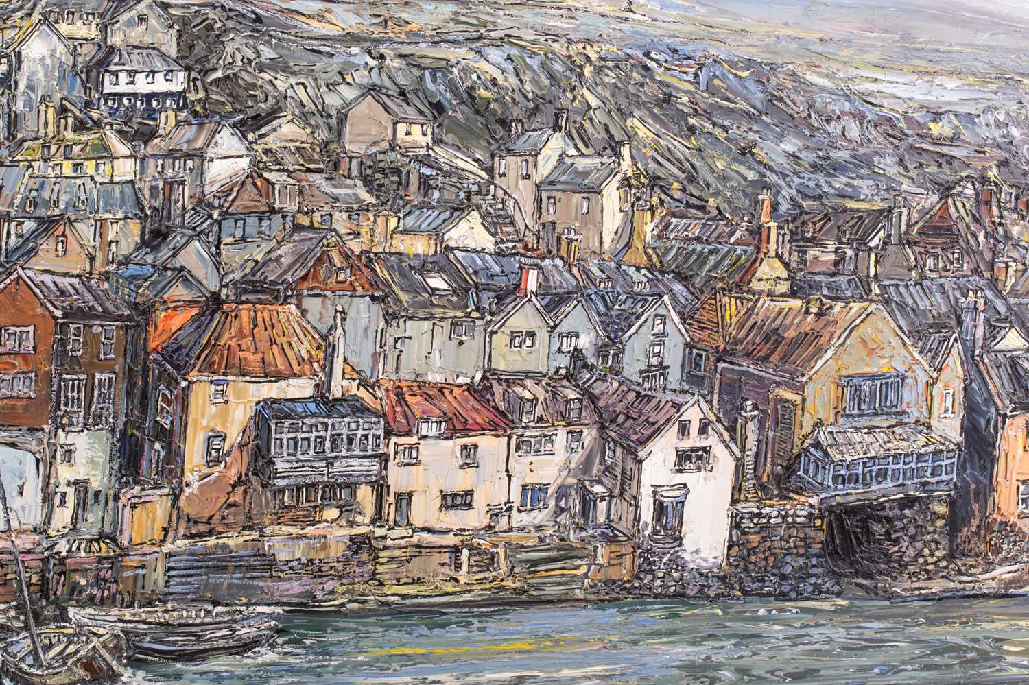 Robert William Hill (1932 - 1990), Panorama of Whitby and the Abbey, signed, oil on board, 75 x - Image 9 of 22