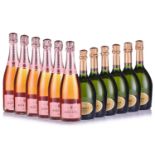 Six bottles of Ruinart Brut Champagne, in (damaged) carton, together with six bottles of Boizel Rose