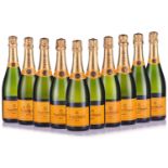 Ten bottles of Veuve Clicquot Brut Champagne, four in branded 'Ice Jackets', three boxed and three