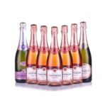 Five bottles of Taittinger Prestige Rose Champagne, together with a Perrier-Jouet Blason Rose