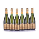 Six bottles of Veuve Clicquot Ponsardin, Reims, 1989 Trilennium Reserved Cuvee Champagne, unboxed.