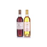 Two bottles of Sauternes sweet white wine, comprising one Filhot Gold Reserve 1998 together with one