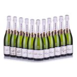 Eleven bottles of Pol Roger Reserve Brut Champagne, boxed.