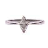 A marquise diamond solitaire ring, the marquise cut diamond with an estimated weight of 0.45cts,