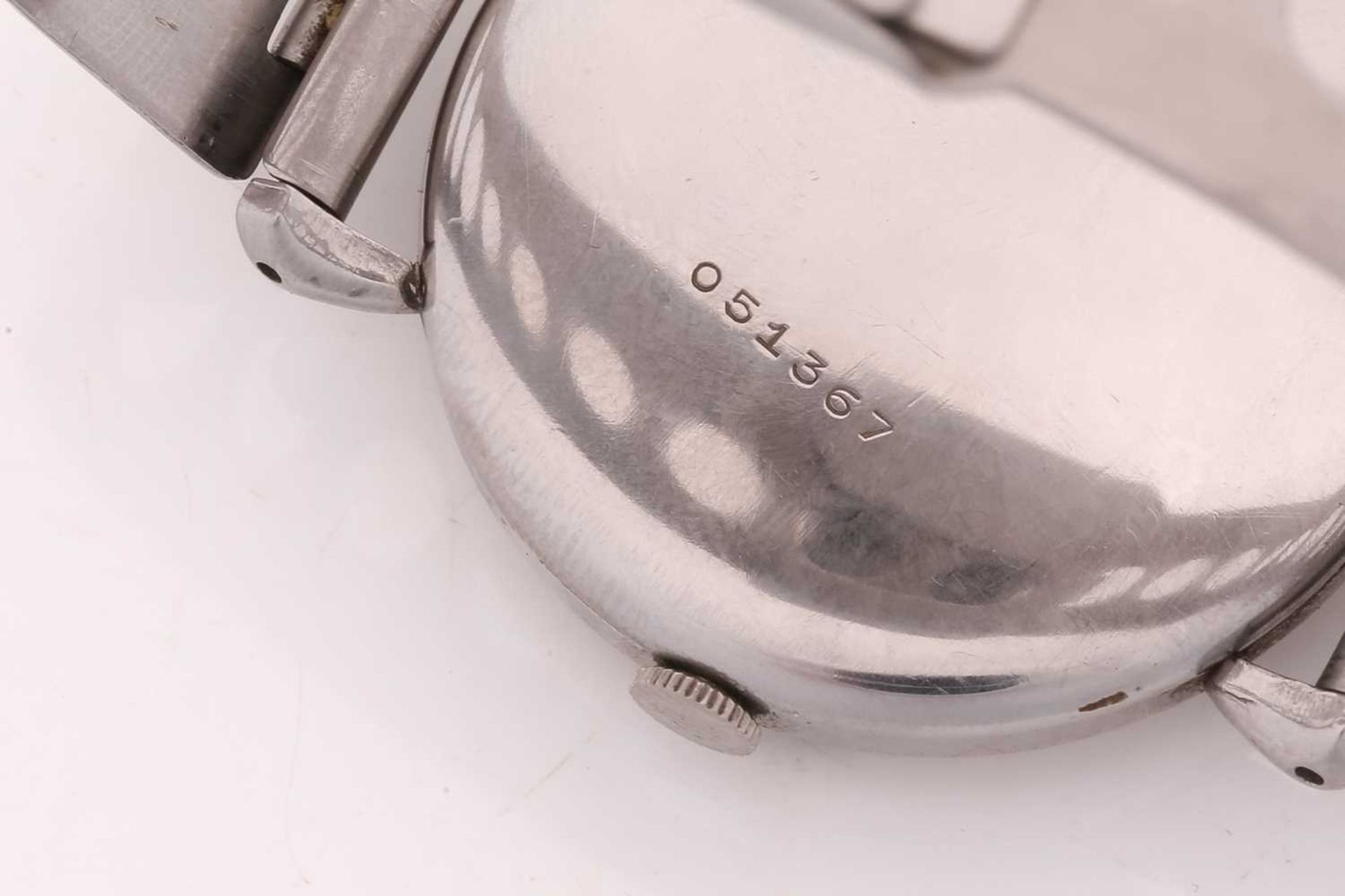 A 1940's Rolex stainless steel wristwatch ref. 4120, having two tone silvered dial with numerals and - Image 2 of 7