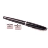 Montblanc - a 'Generation' rollerball pen and cufflinks set; with black resin barrel and pull-off