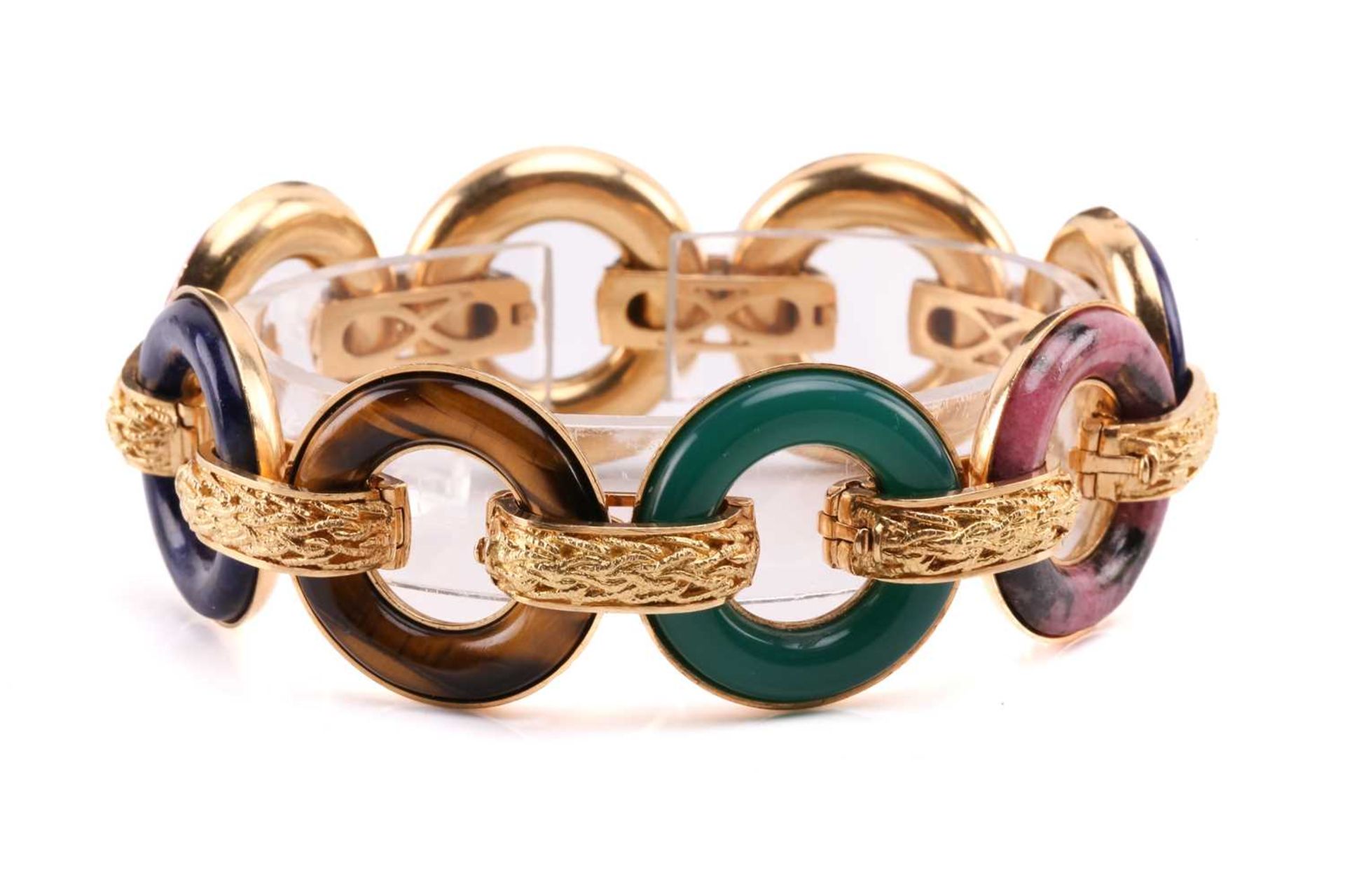 A French multi-gemstone modular bracelet and earrings suite, by Ulmer et Cie circa 1960, designed as - Image 4 of 8