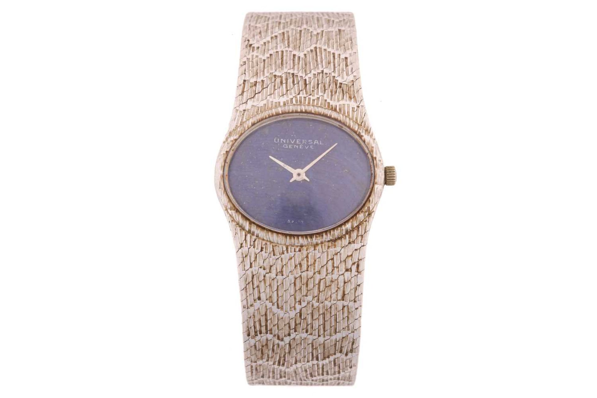 A Universal Geneve lapis lazuli dial dress watch, featuring a Swiss-made quartz movement in a