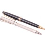 A silver Montegrappa ballpoint pen with engraved decoration, with Italian and English control marks,