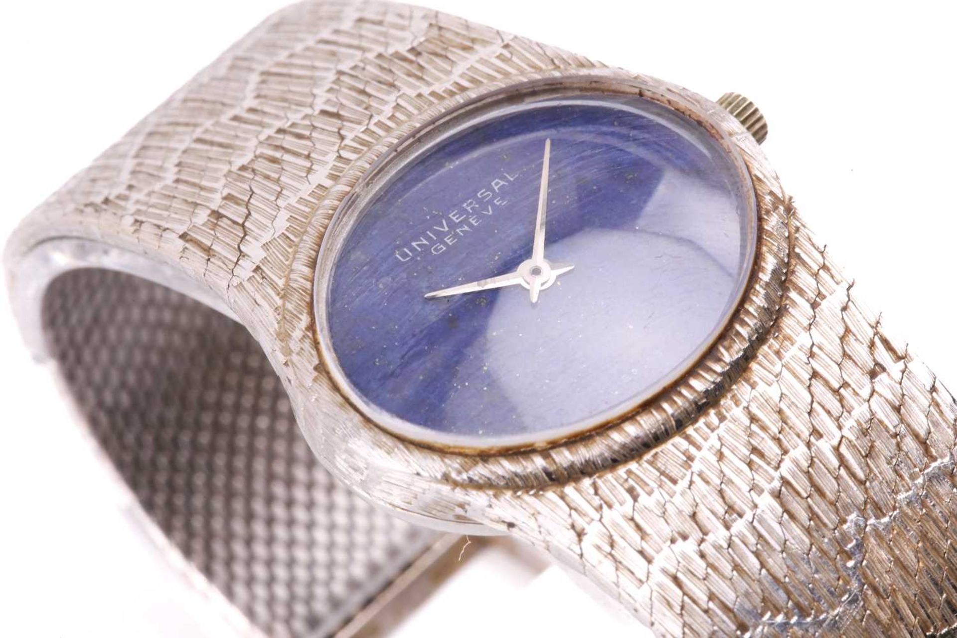 A Universal Geneve lapis lazuli dial dress watch, featuring a Swiss-made quartz movement in a - Image 5 of 7