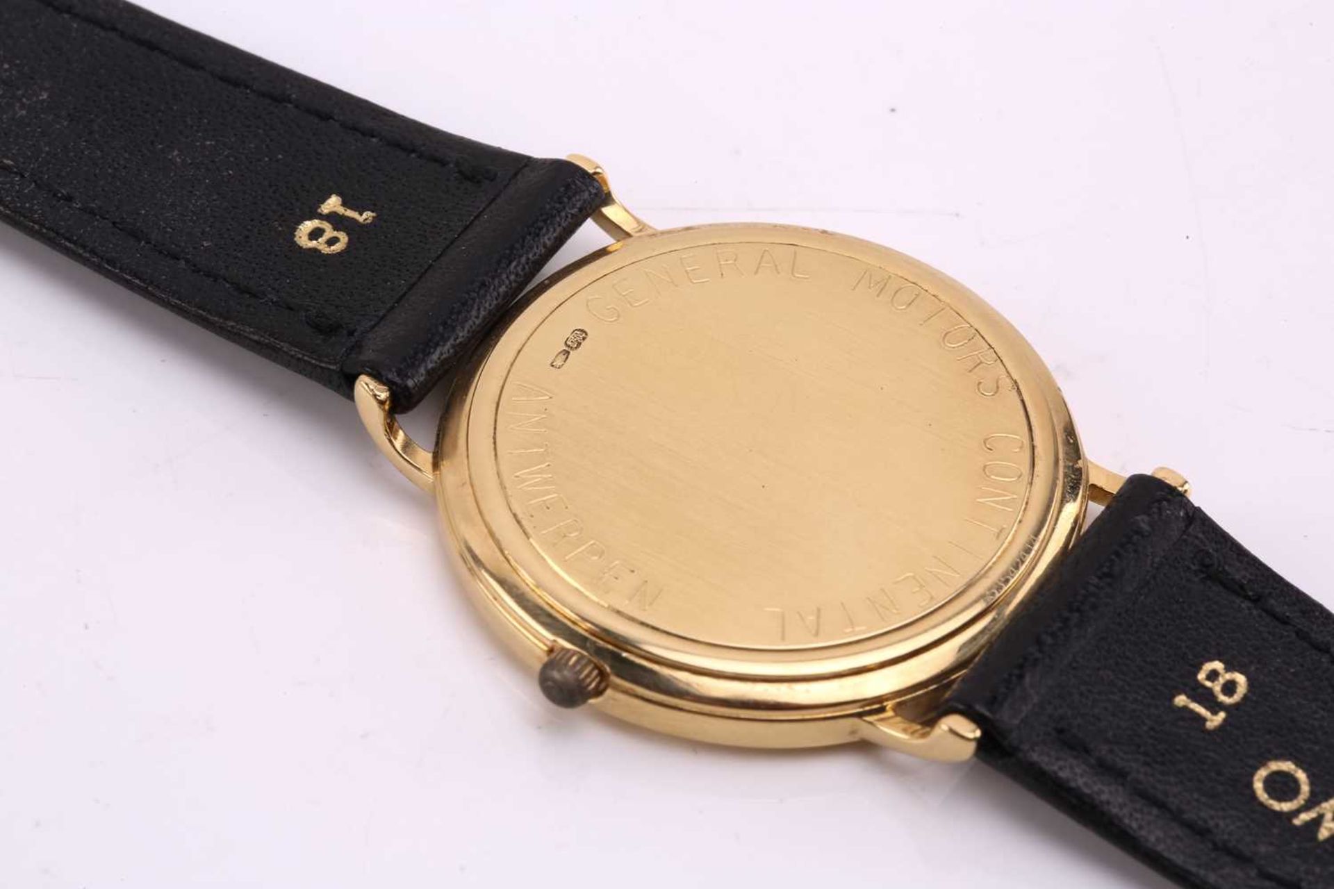 An Omega 18k quartz wristwatch ref. 53542414, the gold dial having batton hour markers and date - Image 7 of 8