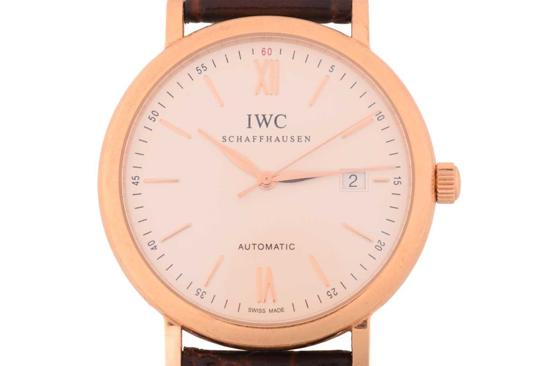 An IWC Portofino 18ct rose gold automatic wristwatch ref. 5502392, the silvered white face having - Image 2 of 8