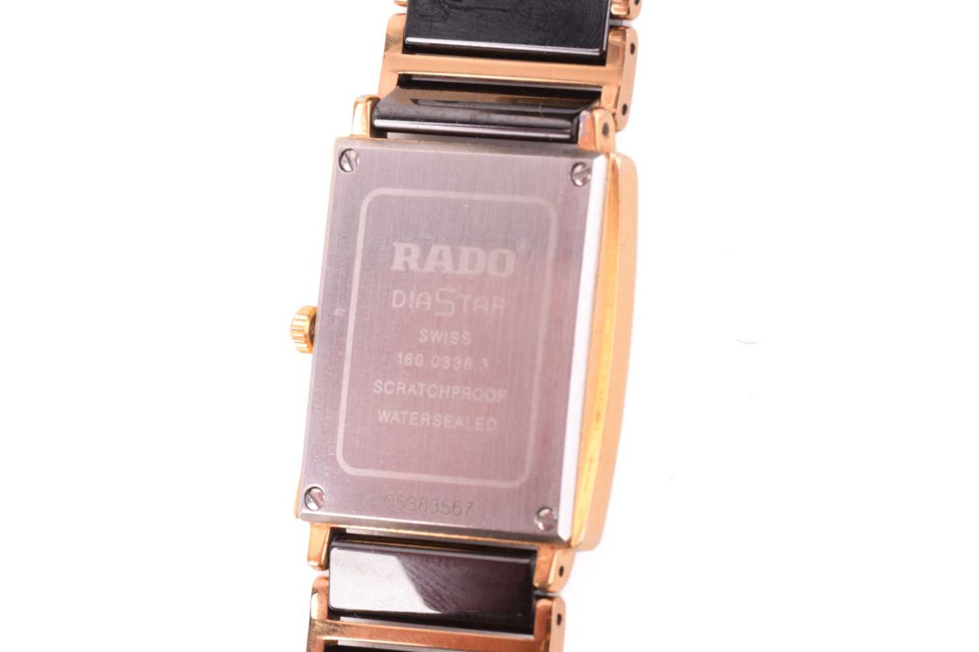 A Rado Jubile Diastar bi-colour diamond ladies wristwatch ref. 160.0338.3, the black dial having - Image 5 of 9