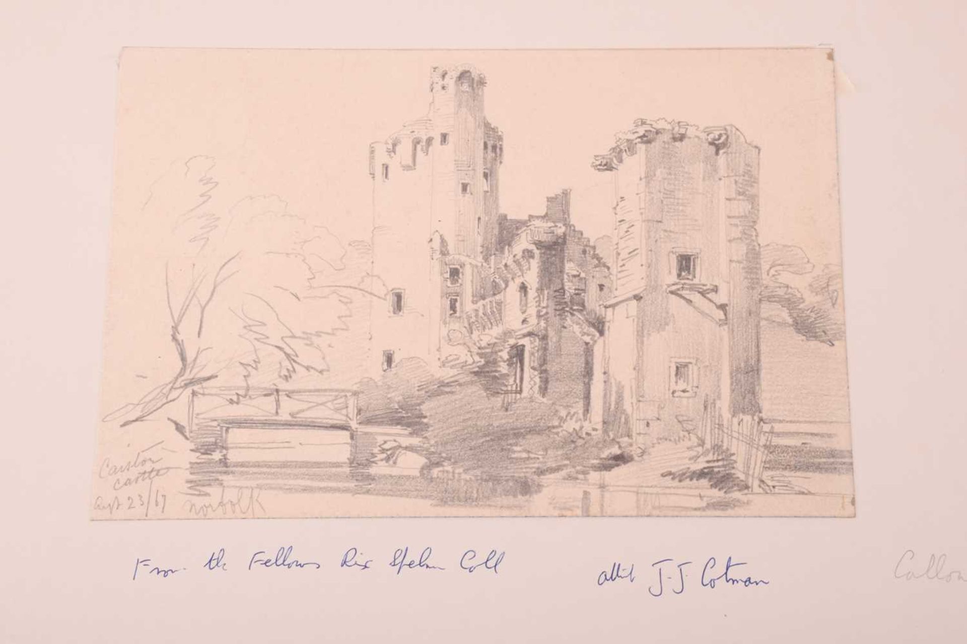 Attributed to John Sell Cotman (1782-1842), ''Old Abbey & River Scene', ink and wash on paper, 12. - Image 3 of 16