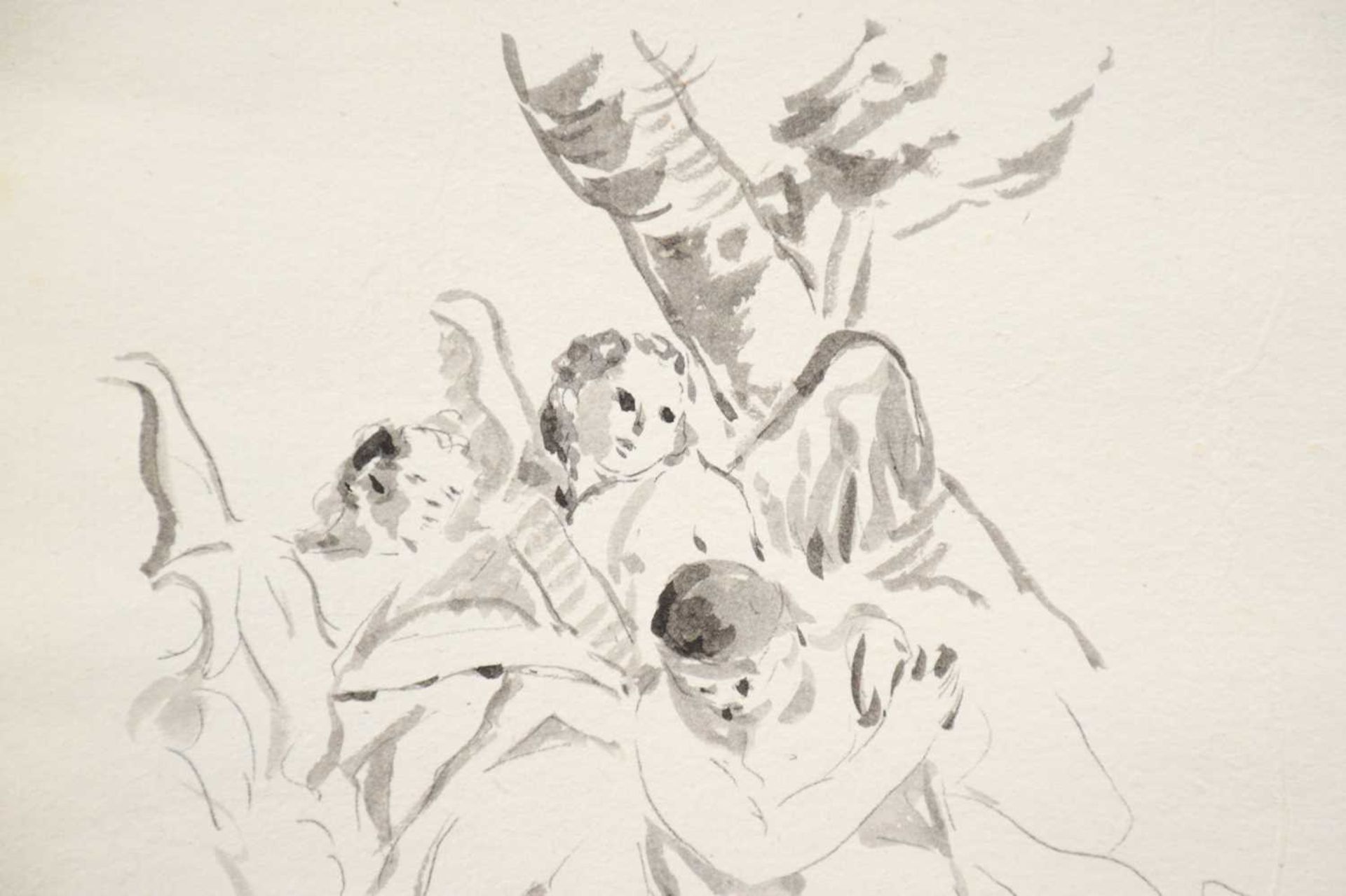 Attributed to Giambattista Tiepolo (1696-1770), Study of Angels and Elders for a ceiling fresco, pen - Image 6 of 7