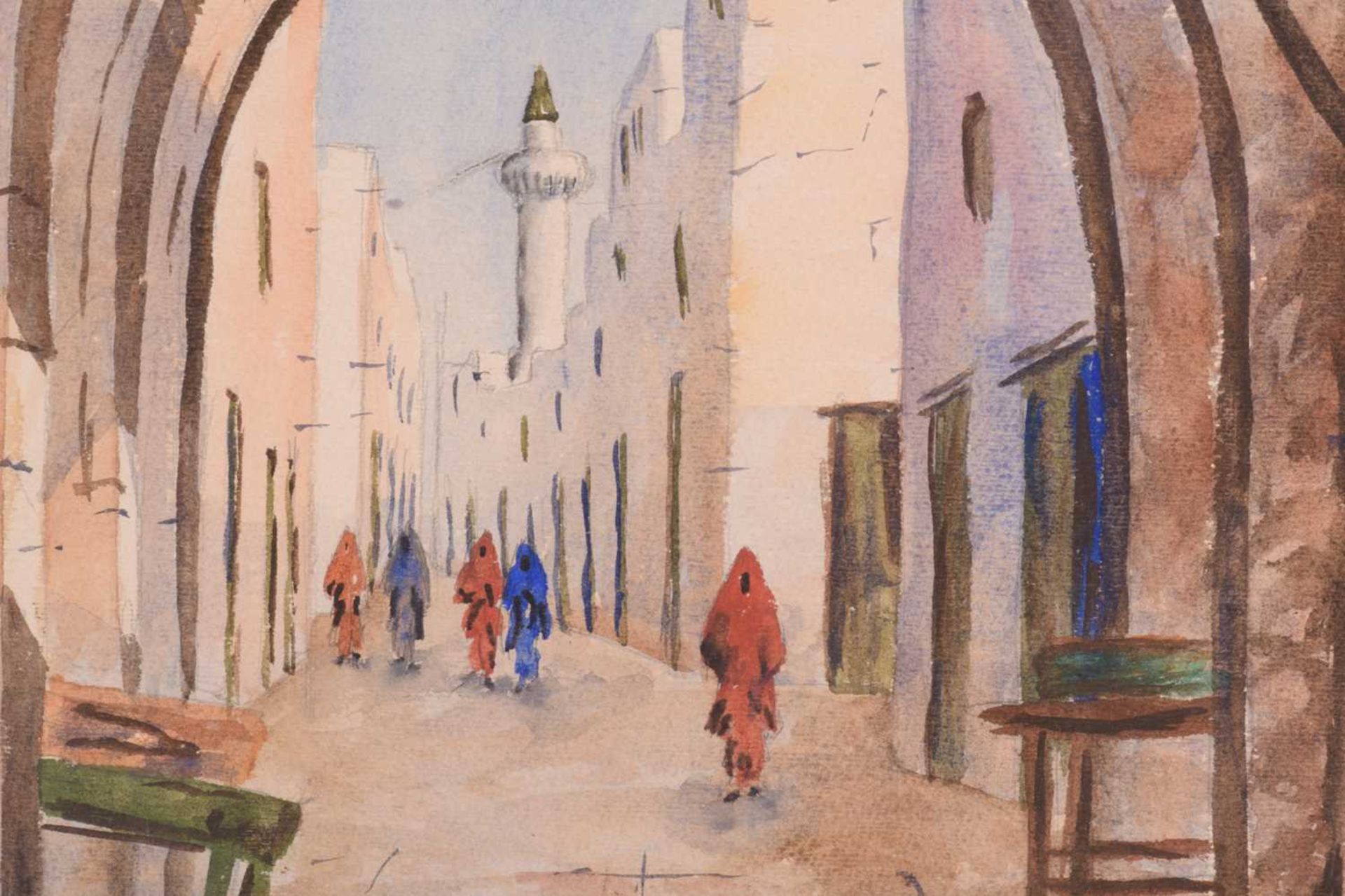 Victor Ufimtsev (1899 - 1964) Russian, Middle Eastern Street with Minaret beyond, signed, - Image 6 of 13