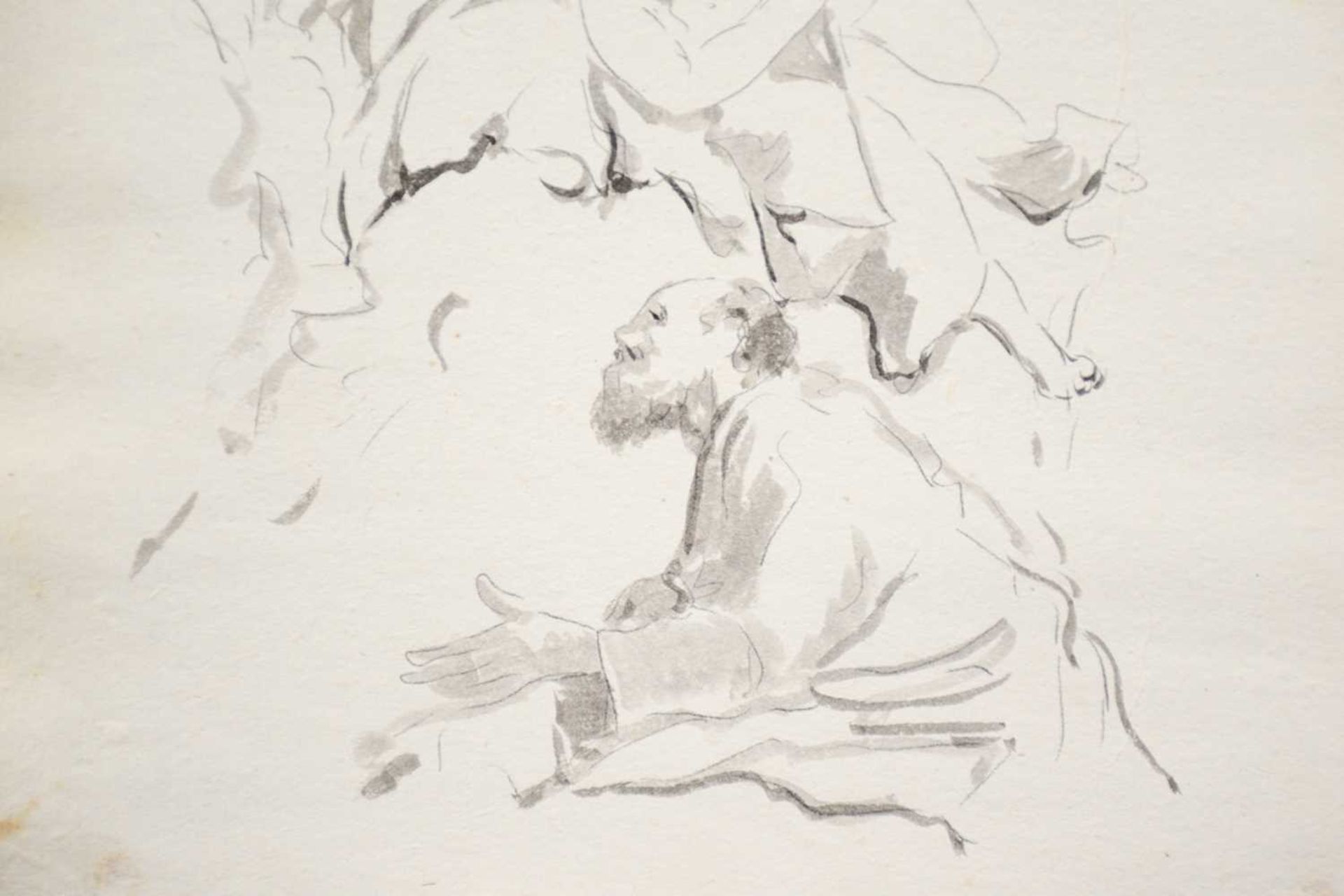 Attributed to Giambattista Tiepolo (1696-1770), Study of Angels and Elders for a ceiling fresco, pen - Image 7 of 7
