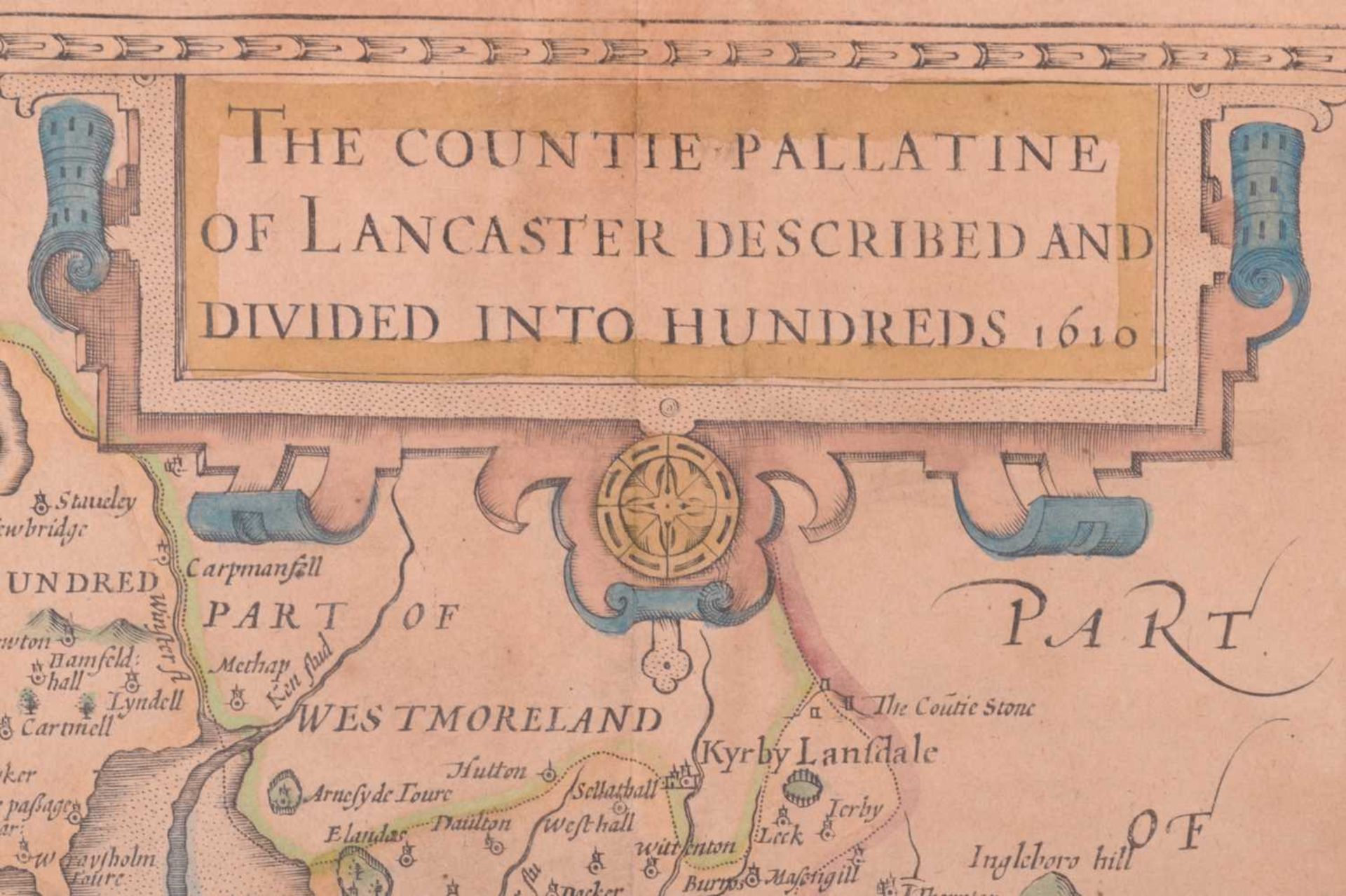After John Speed, 'The Countie Palatine of Lancaster Described and Divided into Hundreds 1610', - Image 9 of 16