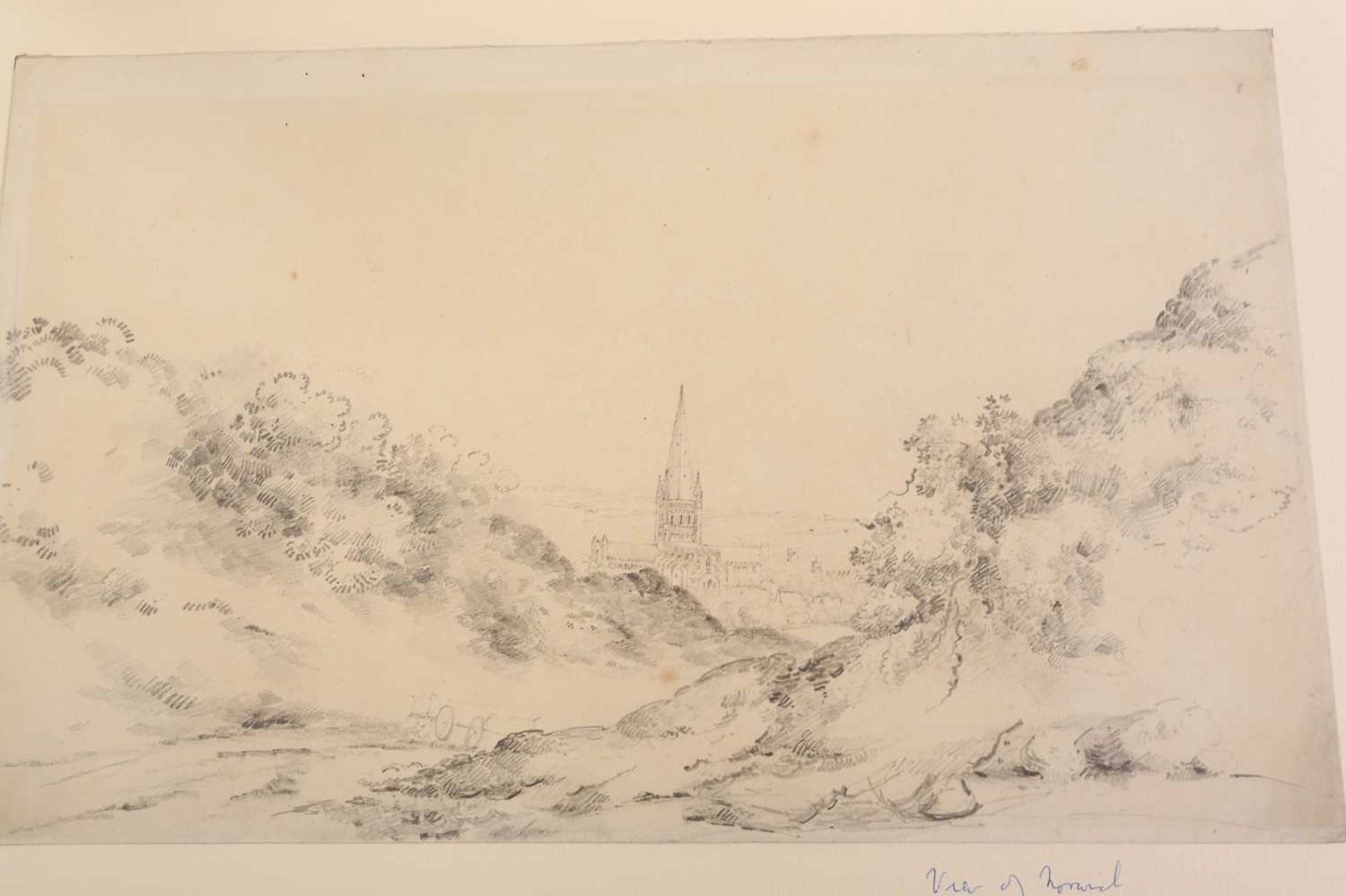A folio of pencil works on paper by the Gurney family, some pupils of John Crome (1768-1821), - Image 19 of 20