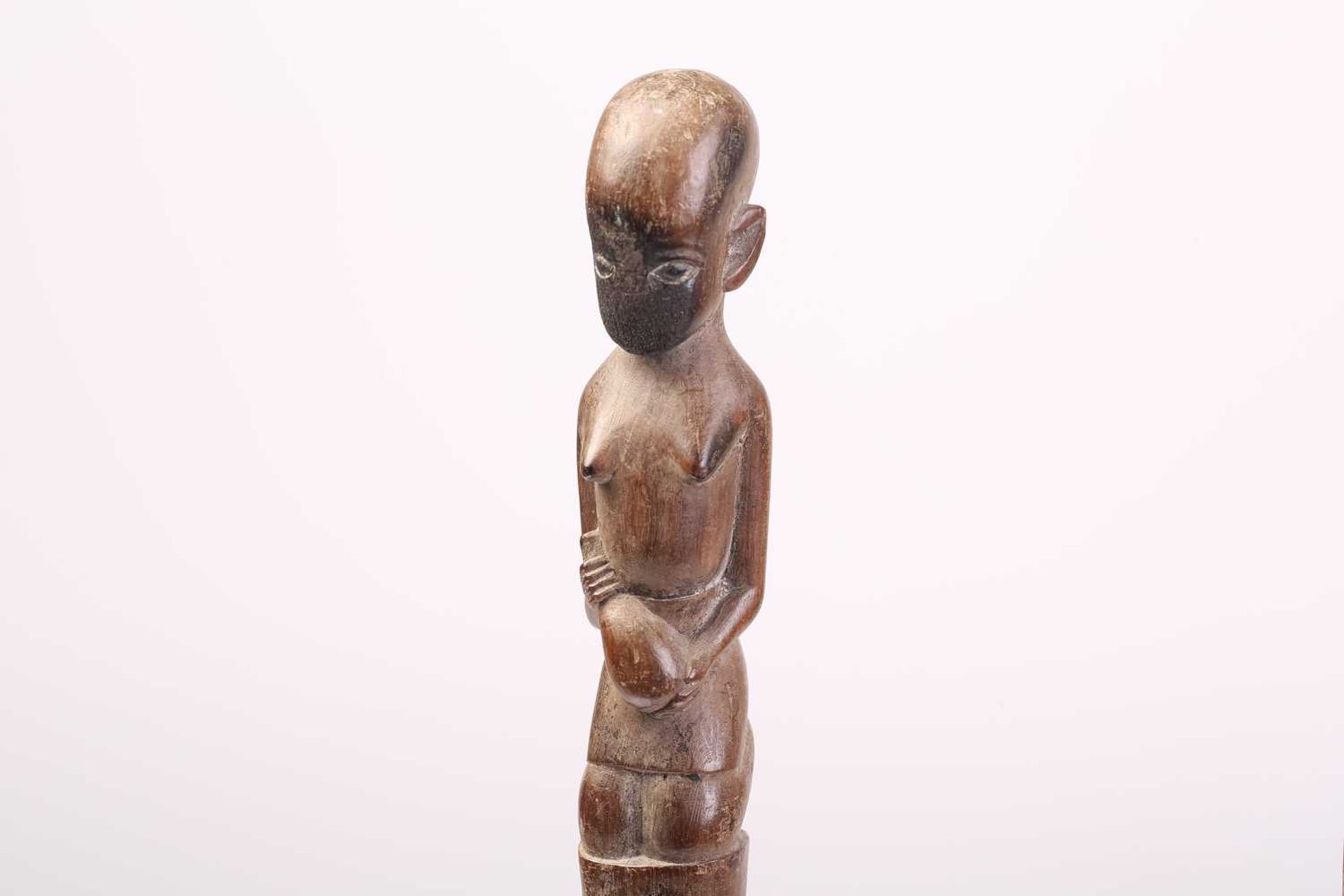 A collection of five African carved wood tribal staffs including two possibly Ovimbundu examples - Image 12 of 12