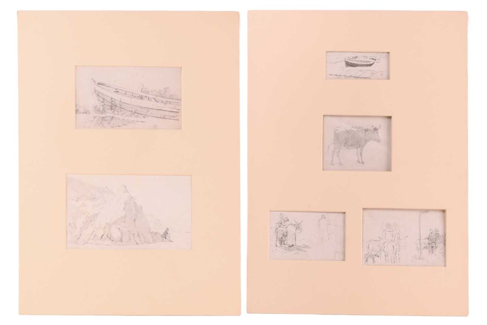 Joseph Stannard (1797-1830), four pencil sketches on paper, collated in a card mount, depicting