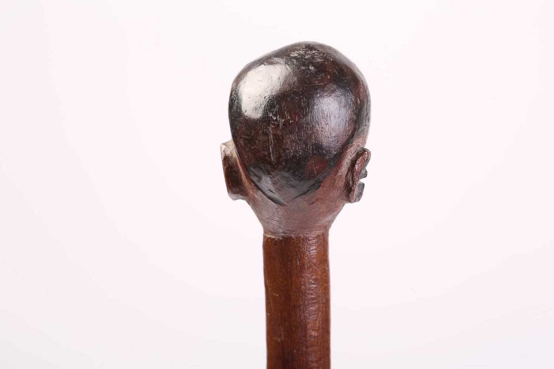 A collection of five African carved wood tribal staffs including two possibly Ovimbundu examples - Image 4 of 12